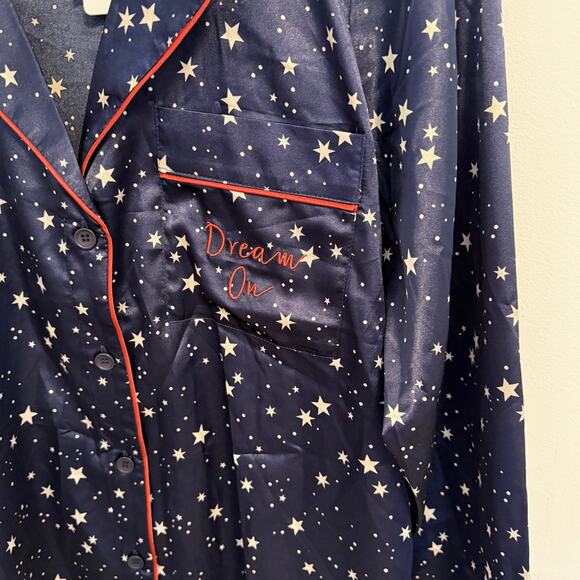 L*SPACE Luna Satin Pajama Set In Starry Night In Navy White Size Large New - Picture 6 of 14